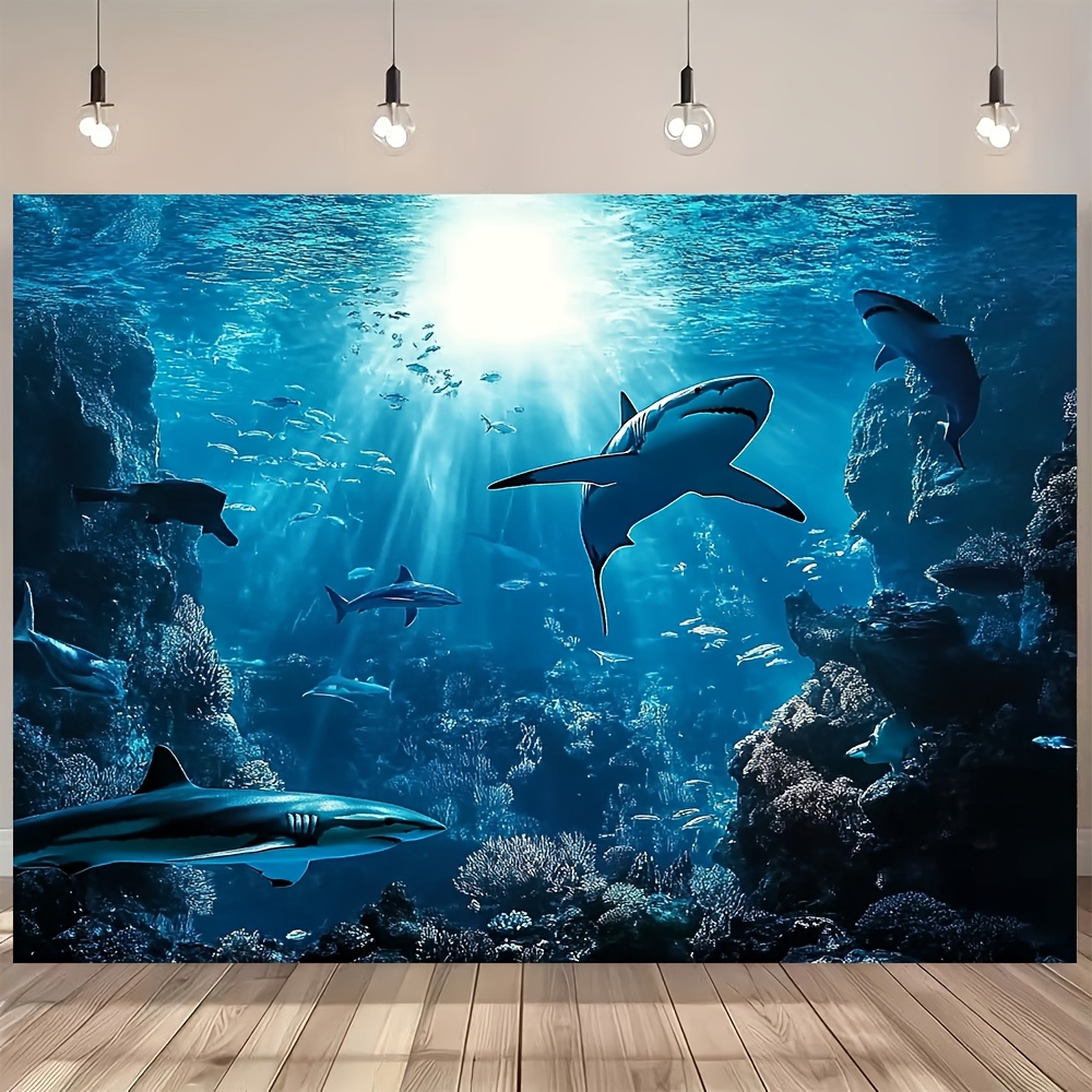 Marine Aquarium - Tapestry Dinding Hiu Laut Dalam yang